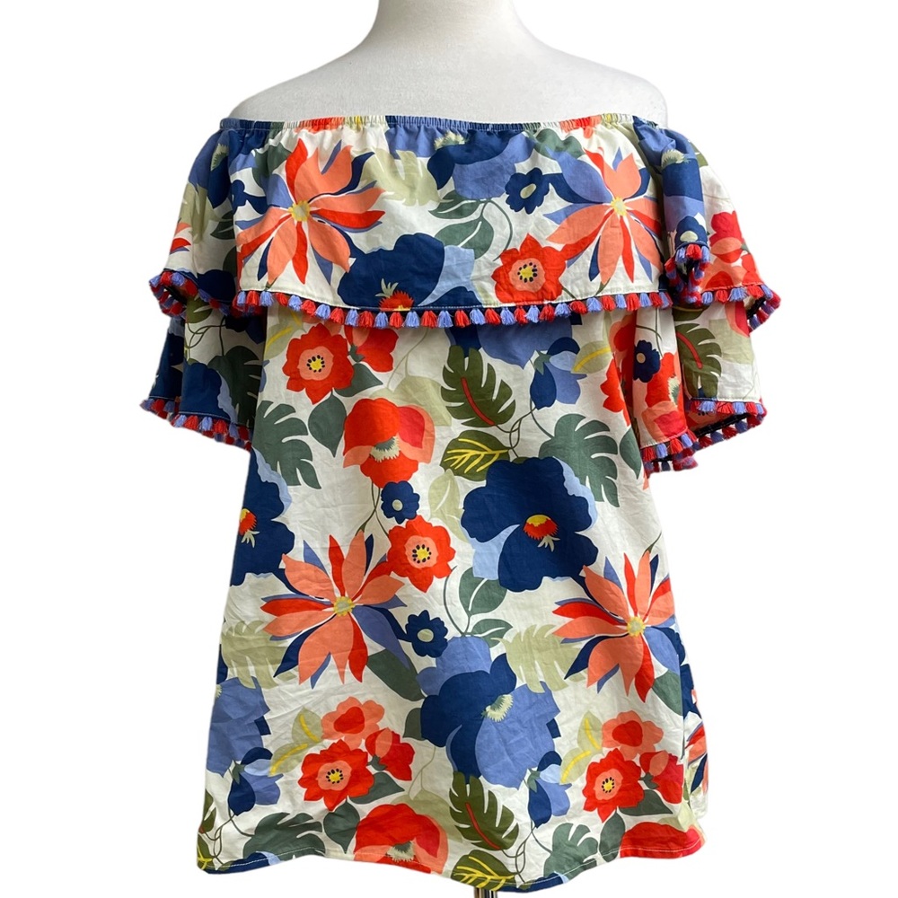 See and Be Seen cotton floral off shoulder top medium